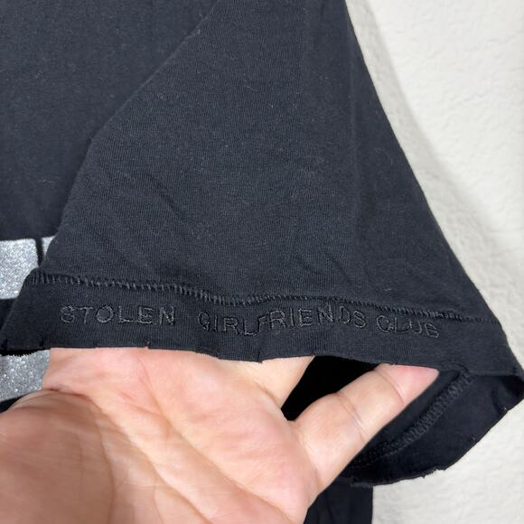 Stolen Girlfriends Club Mens Small Blatant Tee Vintage Black Cotton Distressed - Picture 8 of 12